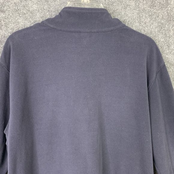 Lands End Micro Fleece 1/4 Zip Top Men XL Mock Neck Navy Blue Elastic Cuffs - Picture 9 of 11